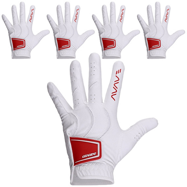 어베이브 남성용 팬시 컬러와펜 극세사 골프장갑 왼손용, 화이트레드, 5개