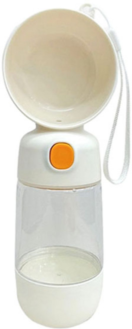 블랭크도그 반려동물 2 in 1 휴대용 간식 산책 물병, WHITE, 1개