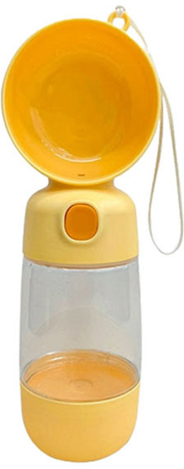 블랭크도그 반려동물 2 in 1 휴대용 간식 산책 물병, YELLOW, 1개