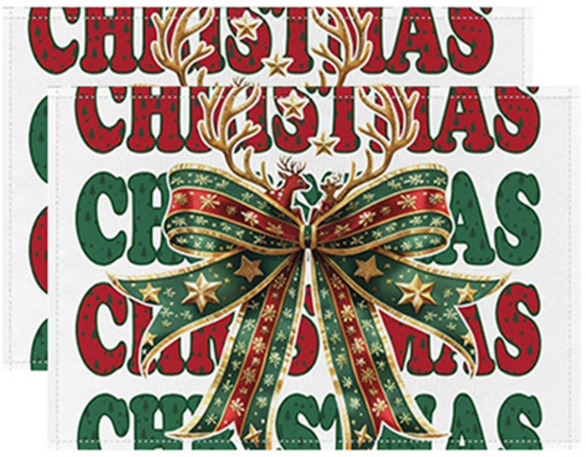 소니오 화이트 크리스마스 테이블매트, TYPE 22 스타리본, 2개, 30 x 45 cm