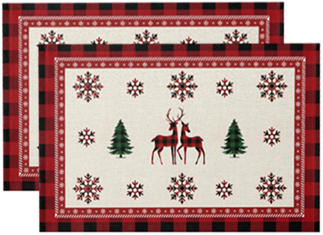 소니오 디어 크리스마스 테이블매트, TYPE 04 눈꽃, 2개, 30 x 45 cm