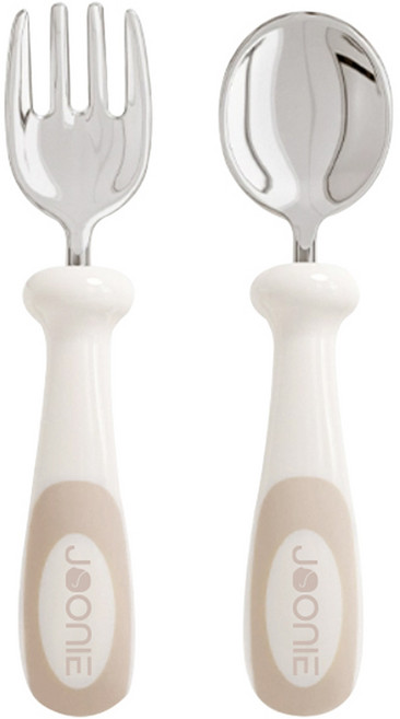 주니 유아용 자기주도 316스텐 스푼 + 포크 세트, 베이지, 1세트