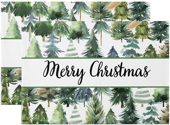 소니오 사각 크리스마스 테이블매트, TYPE 10 트리크리스마스, 2개, 30 x 45 cm