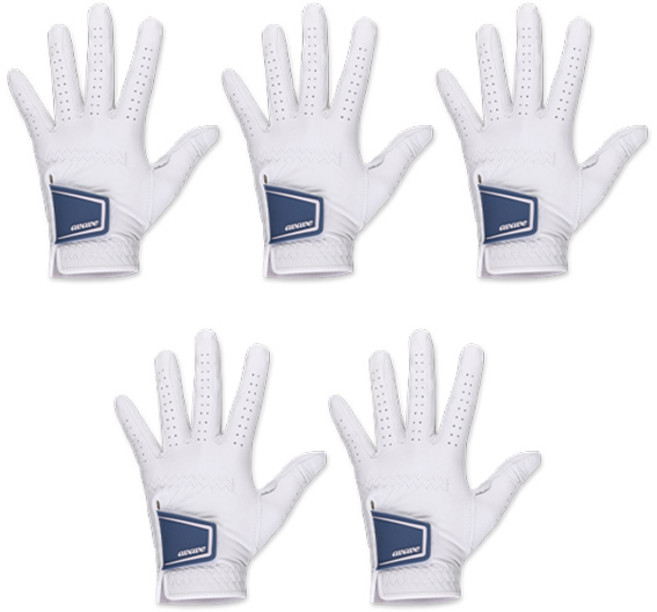 어베이브 남성용 팬시 컬러와펜 전체양피 골프장갑 왼손용, 화이트네이비, 5개