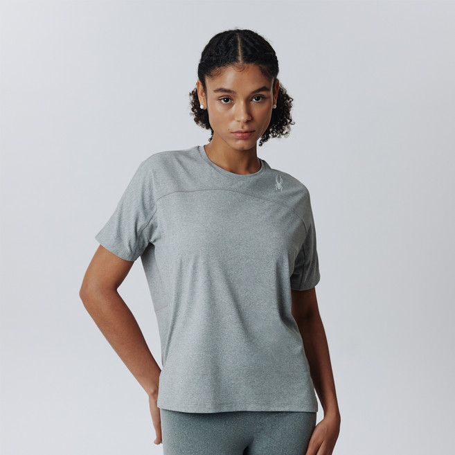 스파이더 여성용 와플 힙커버 반팔 티셔츠