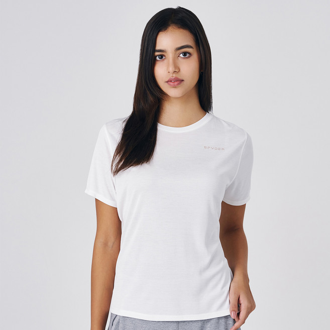 스파이더 여성용 냉감 통기성 모달 골지 크로스 백 반팔 티셔츠