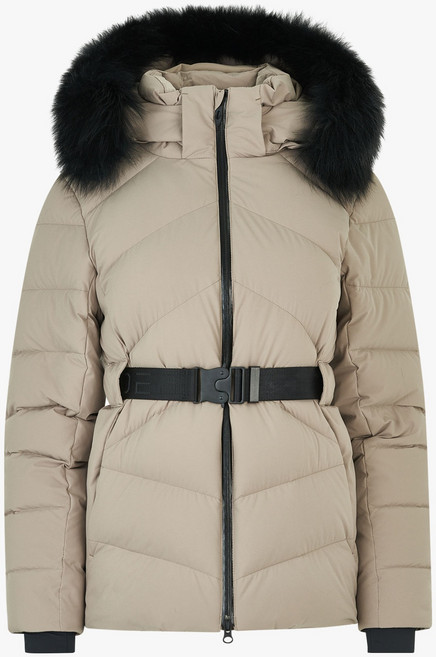 스파이더 여성용 폭스 퍼 벨티드 구스 다운 패딩