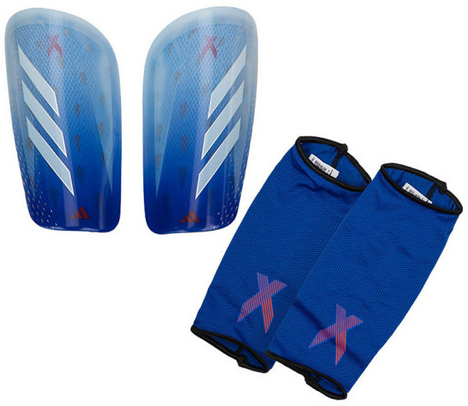 아디다스 X LEG 신가드 + 신가드슬리브 세트 IA0842, 블리스블루 + 백색 + 브라이트로얄, 1세트