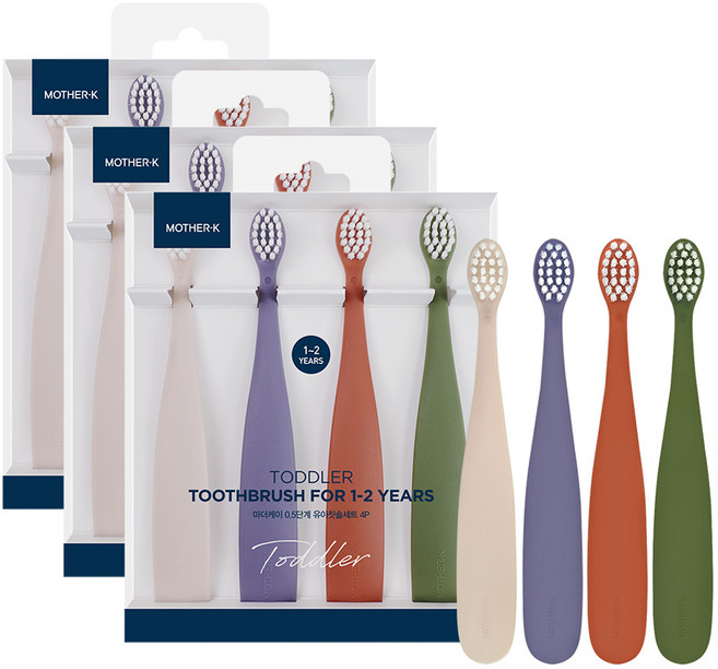 마더케이 0.5단계 유아칫솔 세트, 혼합색상, 4개입, 3세트