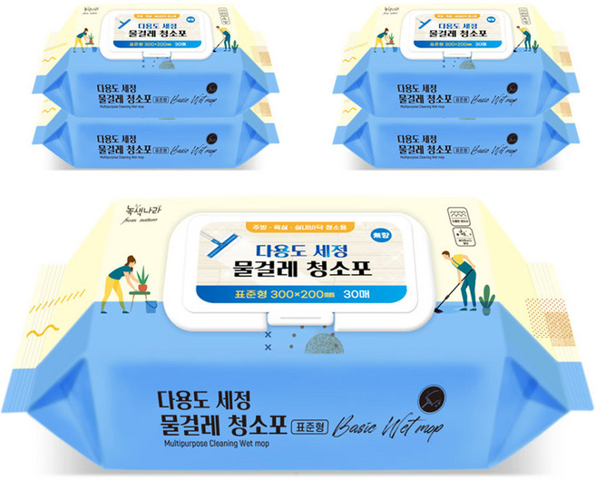 녹색나라 다용도세정 물걸레청소포 캡형 표준형, 5개