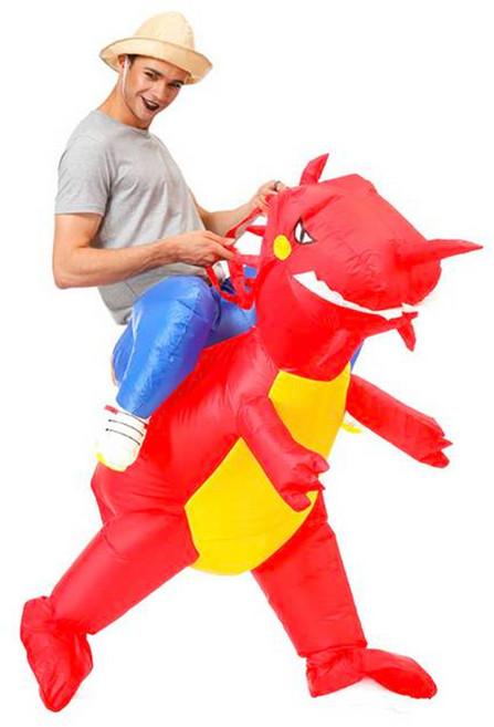 角色扮演用騎乘恐龍充氣裝, 紅色, 1個