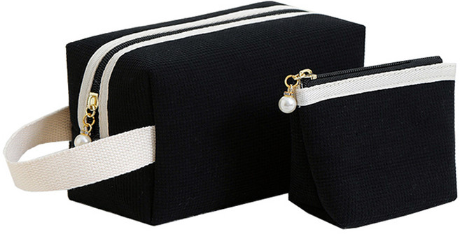 뷰레이터닷컴 스웨이드 메이크업 스트랩 파우치 + 미니파우치 세트