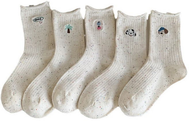 주니데이 여성용 멜란 자수양말 5족 세트