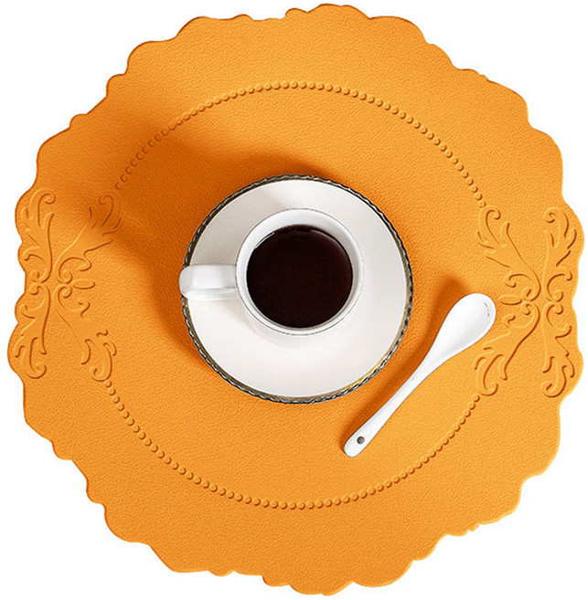 로이윙 엔틱 식탁 테이블 PVC 매트 라운드, 오렌지, 36.5 x 38 cm, 1개