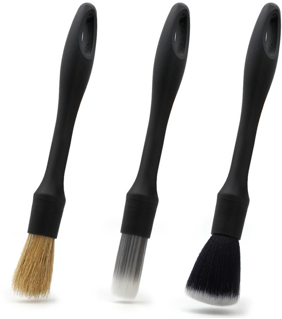 삼에스 자동차 세차 디테일 브러쉬 3종 세트 C111, 블랙, 1세트