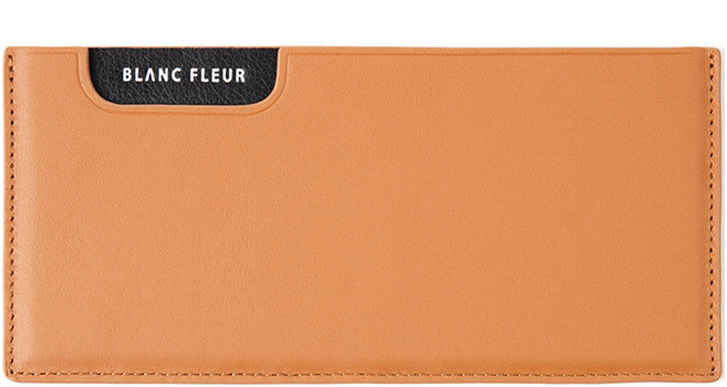 BLANC FLEUR 男女通用牛皮簡約Logo圓角零錢夾纖薄長夾