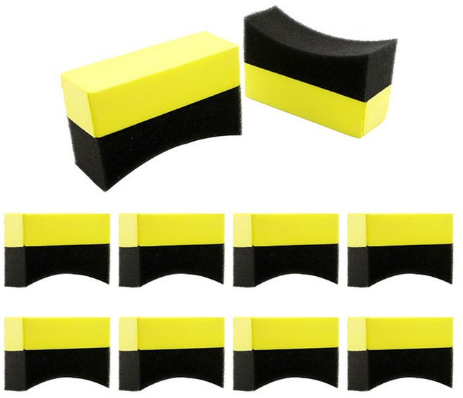 청파모터스 EVA 차량용 커브형 세차 스펀지, 옐로우블랙, 10개