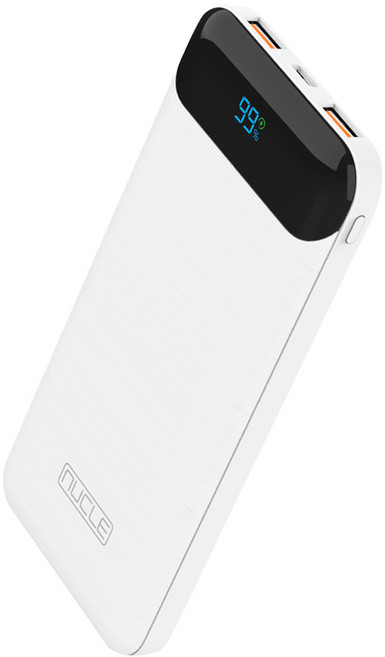 뉴클 고속충전 잔량표시 LCD 보조배터리 10000mAh PD QC 3.0 슬림파워 22.5W 3포트, 화이트, NCPB-10KPD-15-LGC