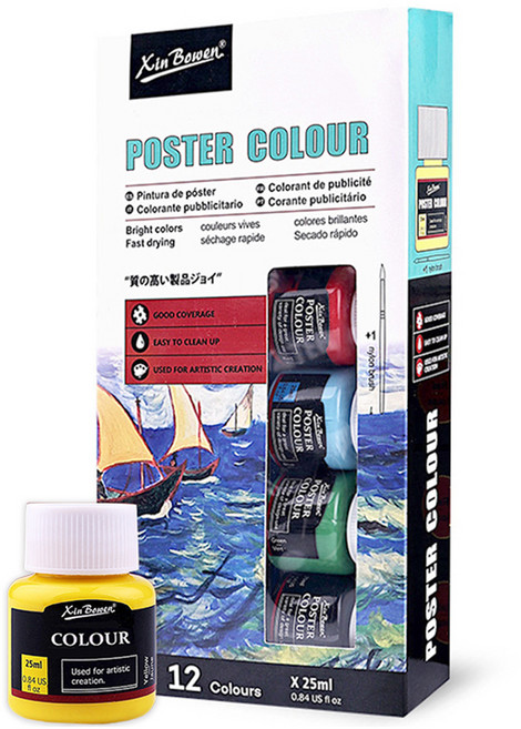 신보웬 동아피엠에스 포스터칼라 물감, 25ml, 12색