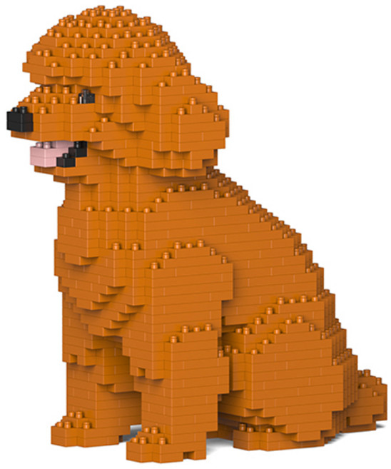 JEKCA 앉은 토이 푸들 강아지 블럭 S, 브라운, 1개