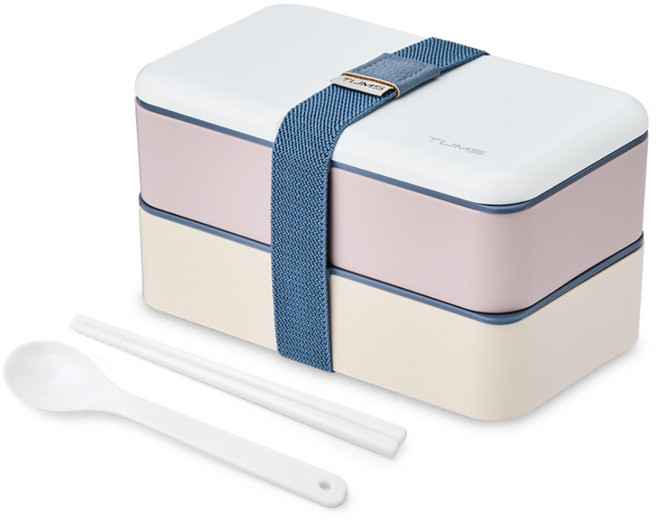 텀스 컬러샌드 런치박스 1110ml + 수저 세트, 핑크베이지, 1세트