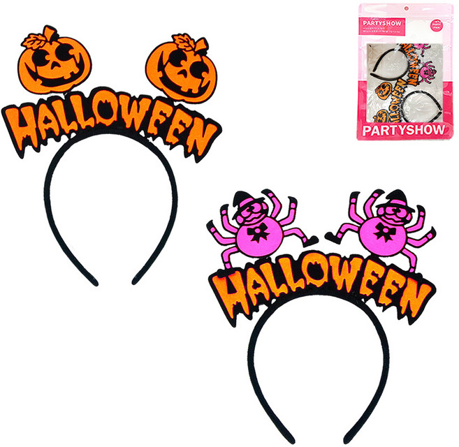 파티쇼 할로윈 레터링 머리띠 2종 세트, 거미, 호박, 1세트