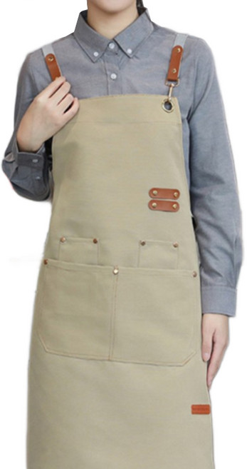 다퍼남 방수 캔버스 바리스타 앞치마, 베이지, 1개