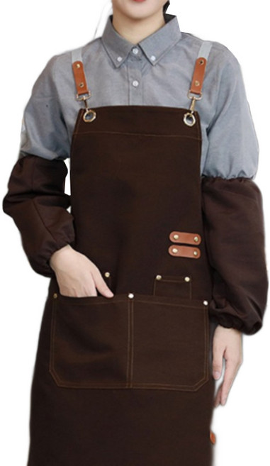 다퍼남 방수 캔버스 바리스타 앞치마, 다크브라운, 1개