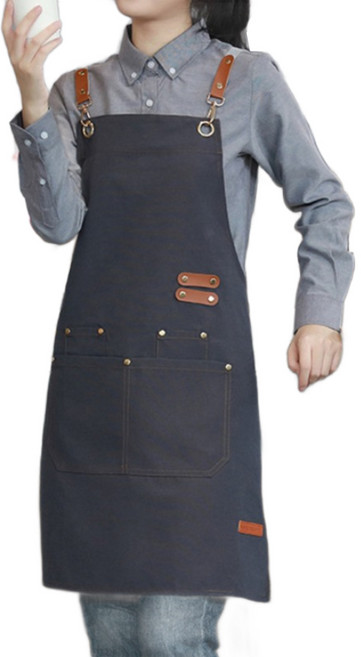 다퍼남 방수 캔버스 바리스타 앞치마, 그레이, 1개