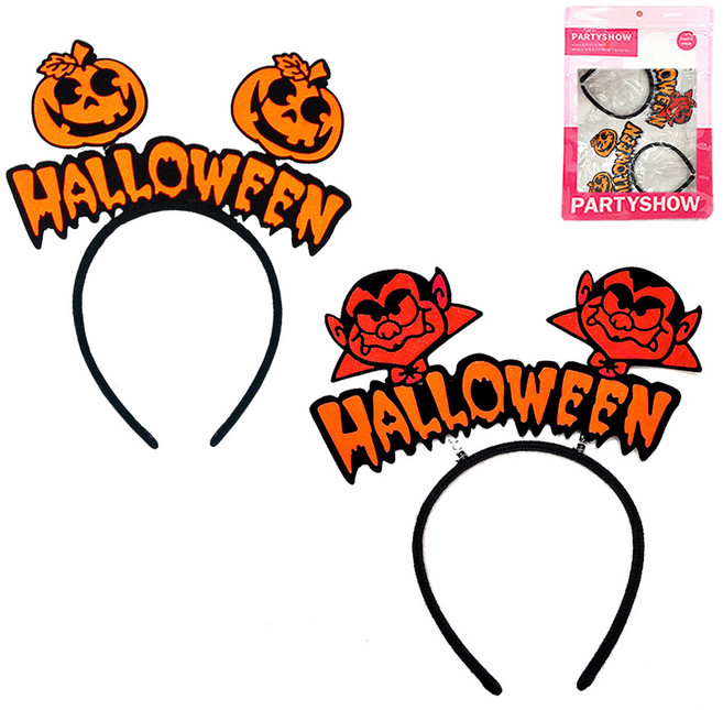 파티쇼 할로윈 레터링 머리띠 2종 세트, 드라큐라, 호박, 1세트