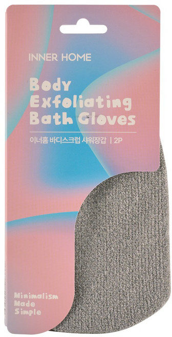 이너홈 바디스크럽 샤워장갑, 그레이, 2개입, 1개