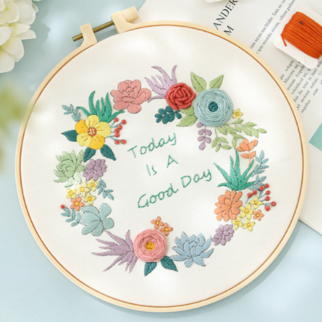 심플라인 프랑스 자수 DIY 취미세트, 1세트, 굿데이