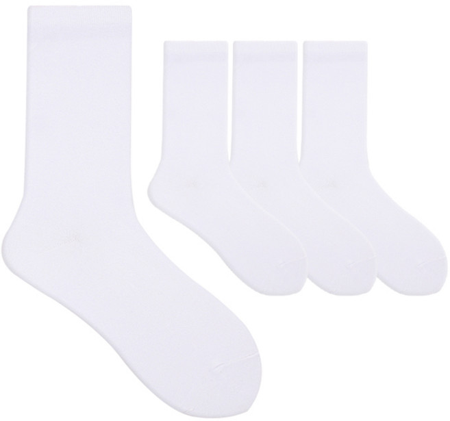 두발로 여성용 심플 무지 장목 양말 4켤레 세트