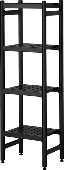 아톤 국내 제조 다용도 조립식 세탁실 수납 알루미늄 선반, 블랙, 4단