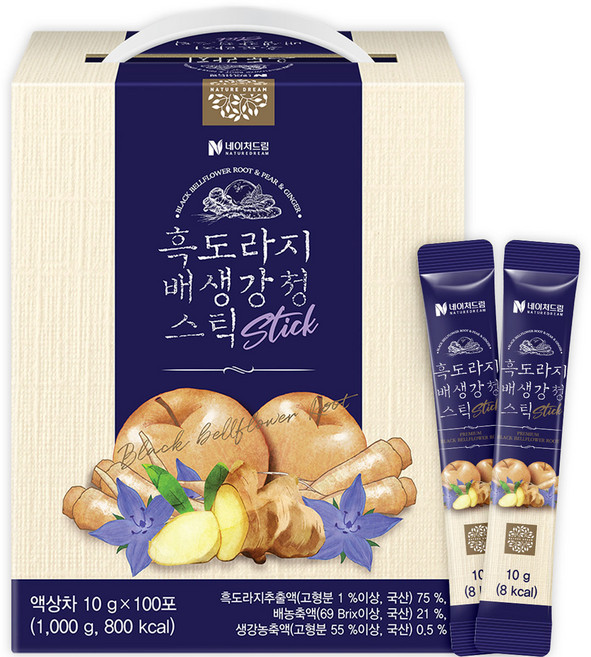 네이처드림 흑도라지 배 생강청 스틱, 1kg, 100개