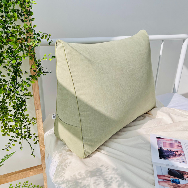 호옴 순면 대형 삼각 침대 등받이 쿠션, 모던 카키