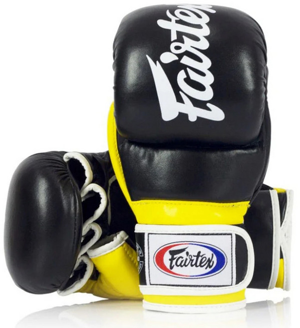페어텍스 슈퍼 스파링 MMA 글러브 양손세트 FGV18, 블랙 + 옐로우, 1세트