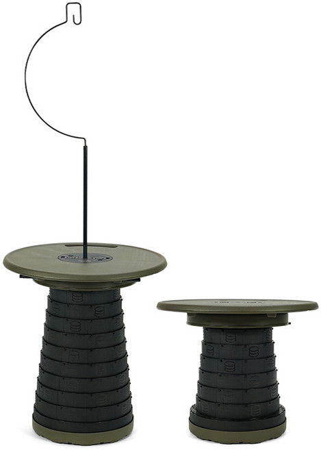 아코디언 접이식 캠핑 체어 + 테이블 상판 + 랜턴걸이 세트, 카키, 1세트