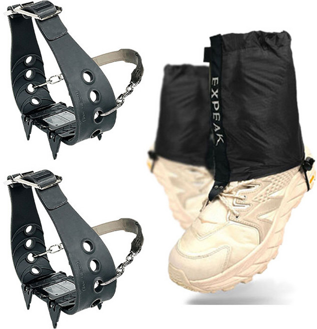 엑스피크 숏스패츠 + 이지투체인젠 4P밴드 아이젠 좌우세트, 블랙(숏스패츠)