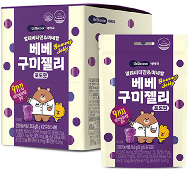 베베쿡 멀티비타민 앤 미네랄 베베구미젤리 4p, 252g, 1개