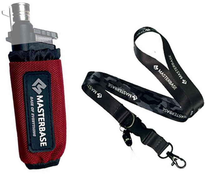 MASTERBASE SOTO噴火槍 ST-487/480用 軟殼保護套 + 掛繩組, 1套, 酒紅色(收納袋), 迷彩灰(掛繩)
