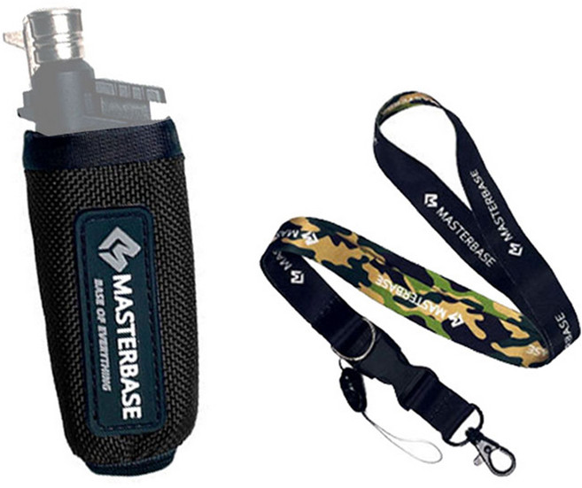 MASTERBASE SOTO噴火槍專用 軟殼保護套 + 掛繩組, 1套, 黑色(收納袋), 林地迷彩(掛繩)