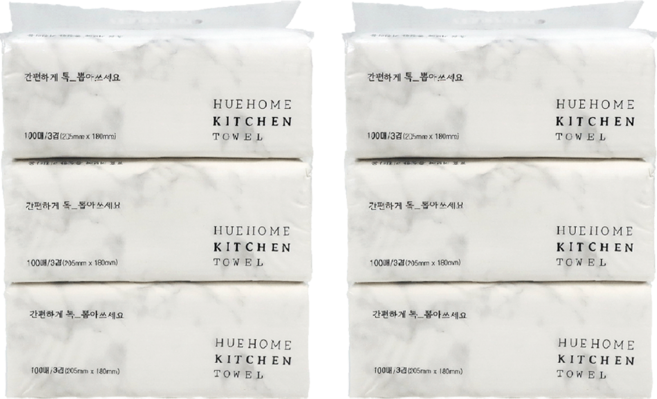 휴홈 3겹 뽑아쓰는 키친타올, 6개, 100개입
