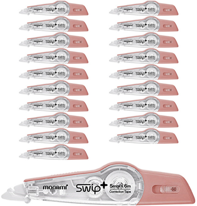 모나미 리필형 수정테이프 SWIP+, 20개, 코랄