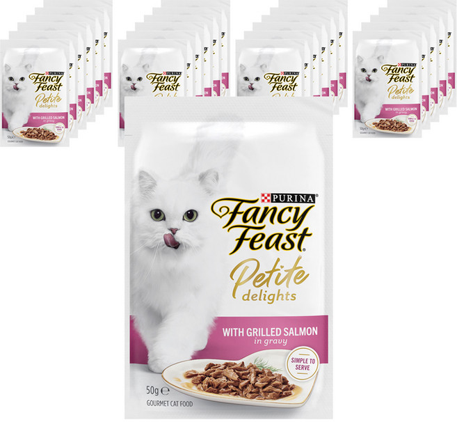 팬시피스트 3개월 이후 고양이 쁘띠딜라이트 주식 파우치, 연어, 50g, 24개
