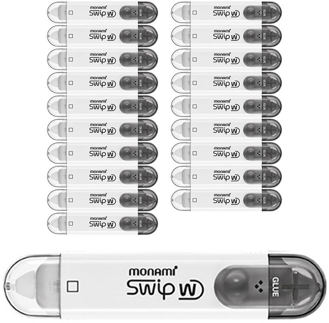 모나미 트윈형 수정접착테이프 SWIP W, 화이트, 20개