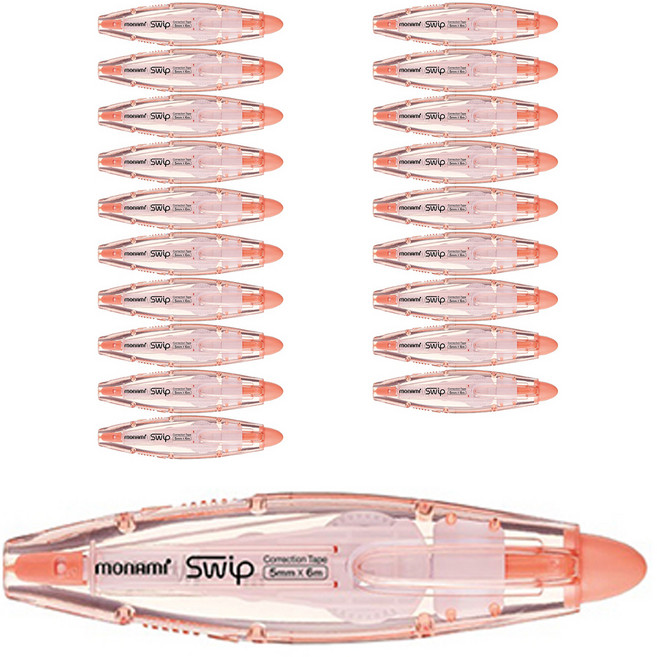 모나미 노크식 수정테이프 SWIP, 코랄, 20개