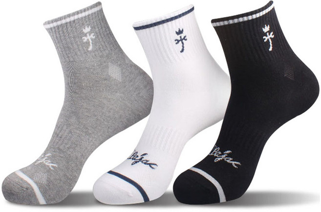 까스텔바작 논쿠션 중목 양말 3켤레 세트 CSM-11, 그레이 + 블랙 + 화이트, 1세트