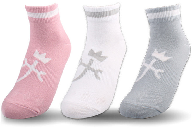까스텔바작 여성용 단목 캐주얼 양말 3족 CSW-06, 핑크 + 화이트 + 소라, 1세트