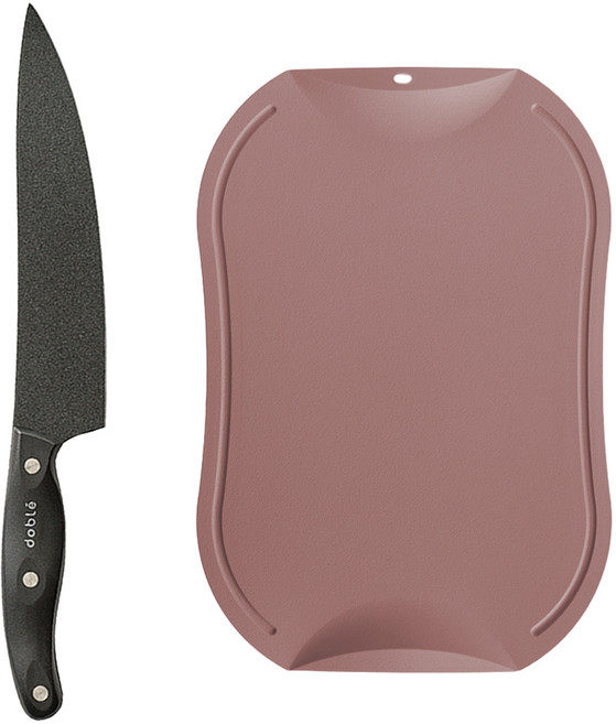 도블레 프리미어 칼 + 칼집나지 않는 도마 말린장미 세트, 1세트, 셰프 식도 + 도마 중